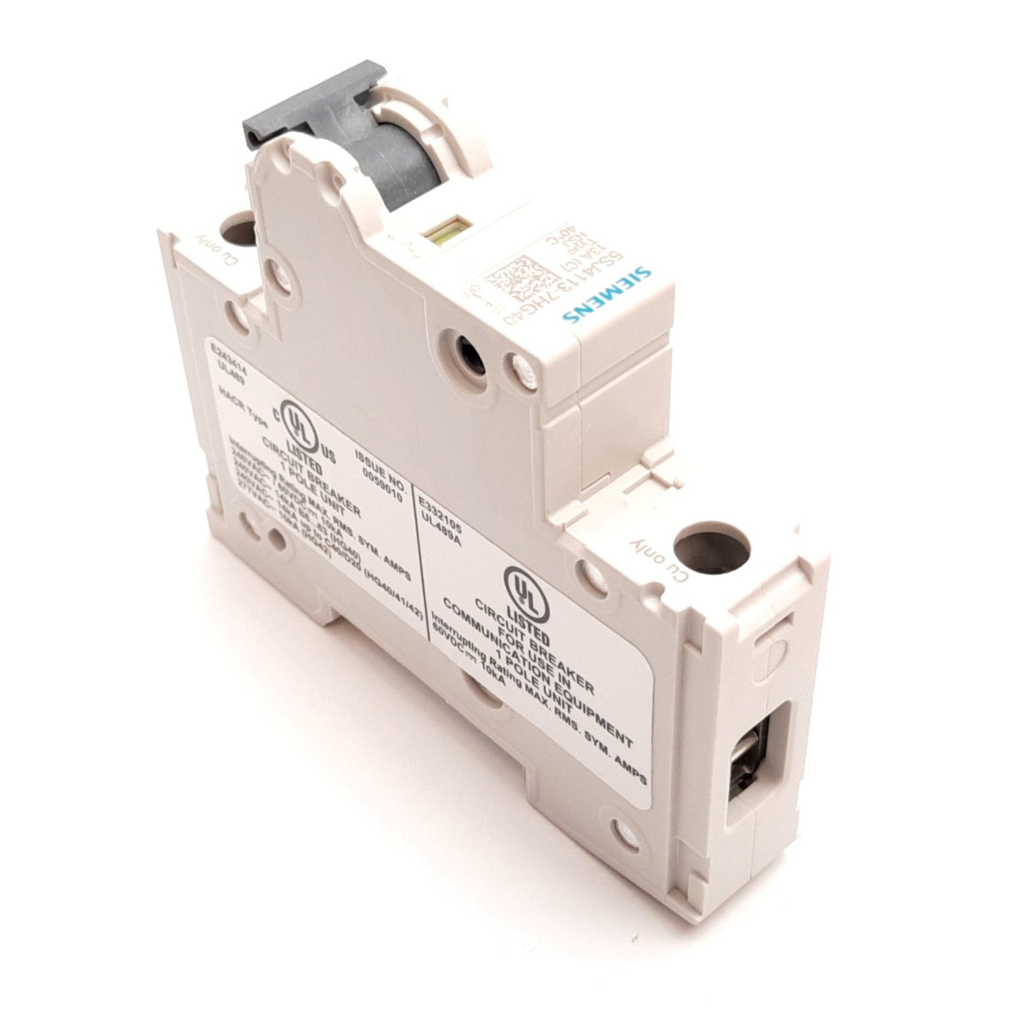 New Siemens 5SJ4113-7HG40 Circuit Breaker, 1-Pole, C-Curve, Rating: 13A 240VAC 60VDC