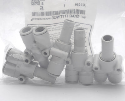 New Lot of 5 SMC KQ2X10-12A One-Touch Plug-In Y Fitting, ø10 Tubing ø12 Port