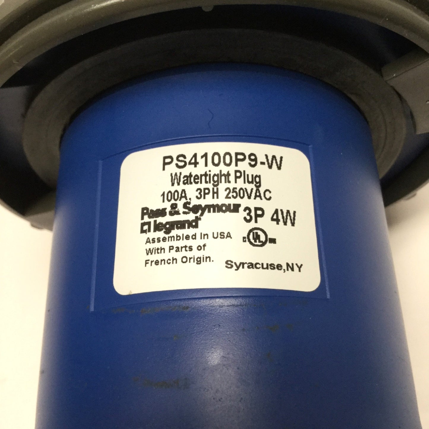 Used Pass & Seymour PS4100P9-W Watertight Connector Male 3PH 4-Pin Plug 100A 250VAC