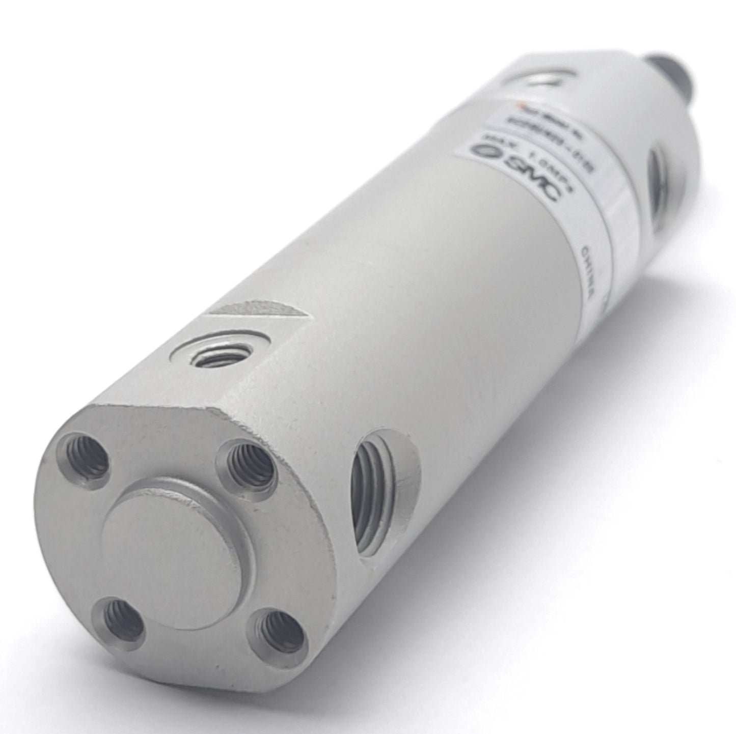 Used SMC NCDGUN20-0100 Round Body Cylinder, 3/4" Bore, 1" Stroke, 0.05-1.0MPa
