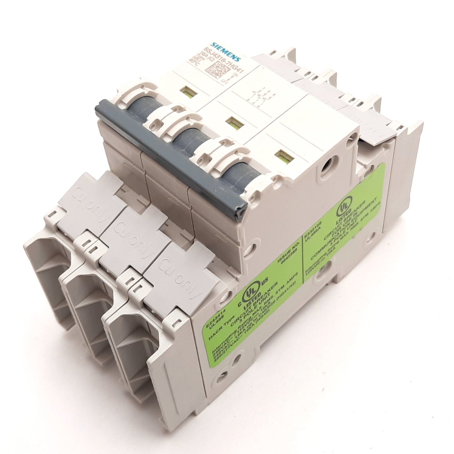 New Siemens 5SJ4316-7HG41 Circuit Breaker, 3-Pole, C-Curve, Rating: 16A 240VAC