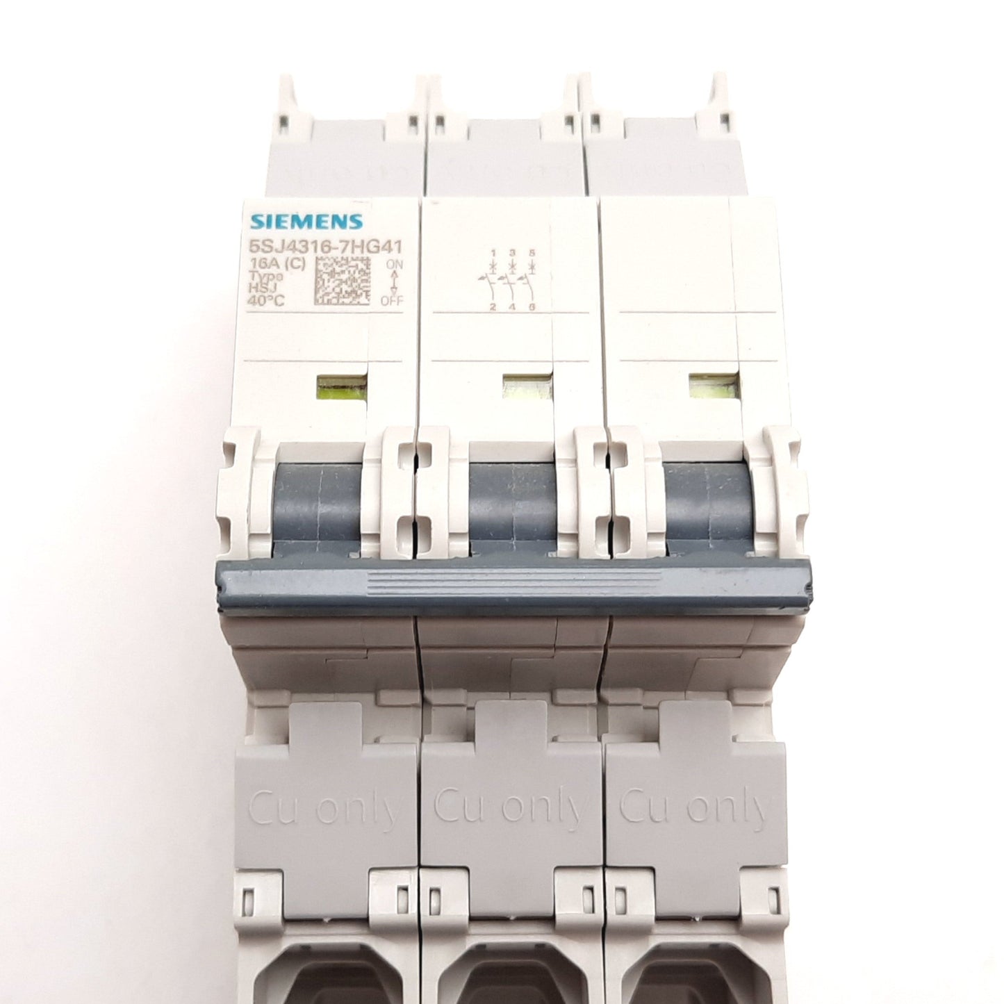 New Siemens 5SJ4316-7HG41 Circuit Breaker, 3-Pole, C-Curve, Rating: 16A 240VAC