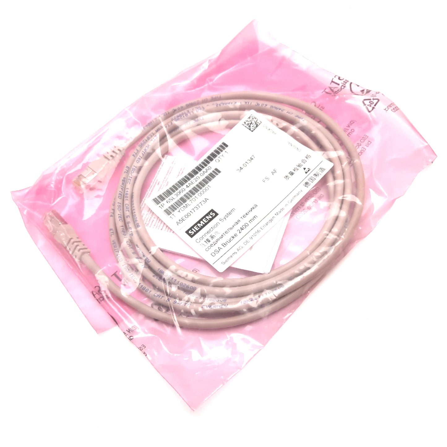 New Siemens 6SL3060-4AE20-0AA0 Sinamics Drive-CLiQ Cable, For S110 S120 Drives, 2.4m