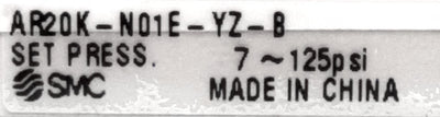 New SMC AR20K-N01E-YZ-B Regulator w/Backflow Function 1/8" NPT 7~125psi 150psi Max