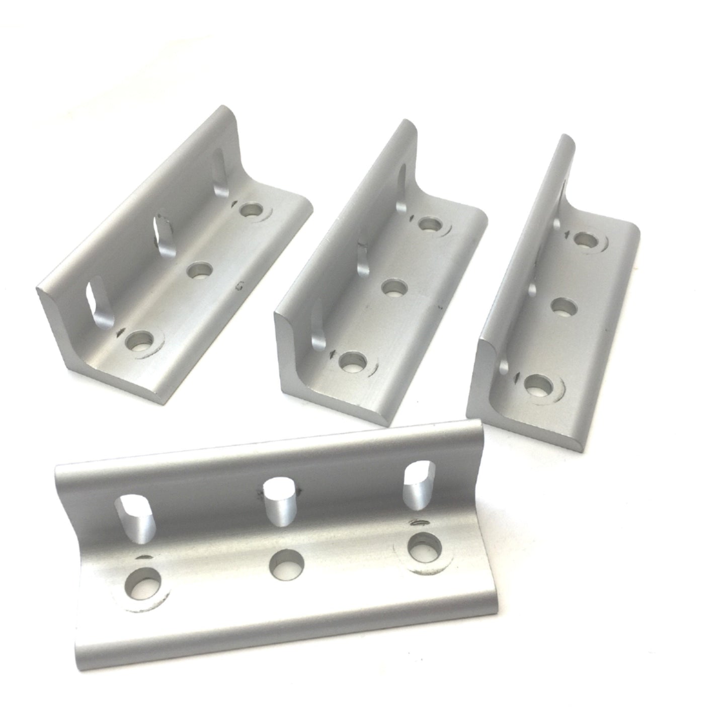 Used Lot of 4 80/20 4296 Aluminum Extrusion Inside 90 Degree Corner Brackets, 6-Hole
