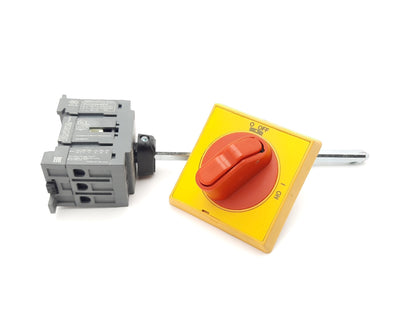 Used ABB OT16F3 Disconnect Switch 5" Shaft & Selector Handle 20A 600V 10HP 3-Pole