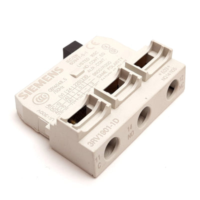 New Siemens 3RV1901-1D Circuit Breaker Auxiliary Block, SPDT, Rating: 5A 240VAC