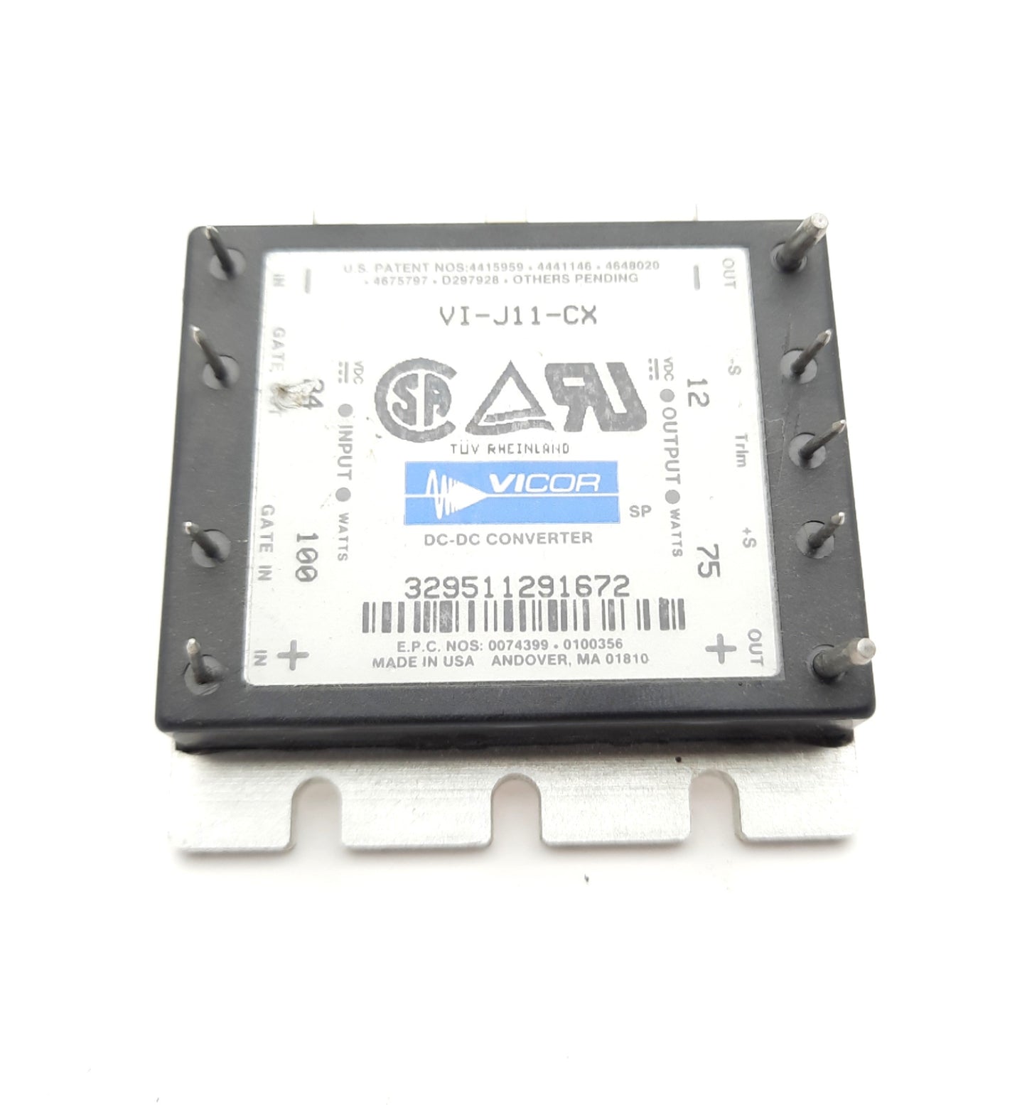 Used Vicor VI-J11-CX Isolated Module DC-DC Converter 1 Output 12V 6.25A 21V-32VDC 75W