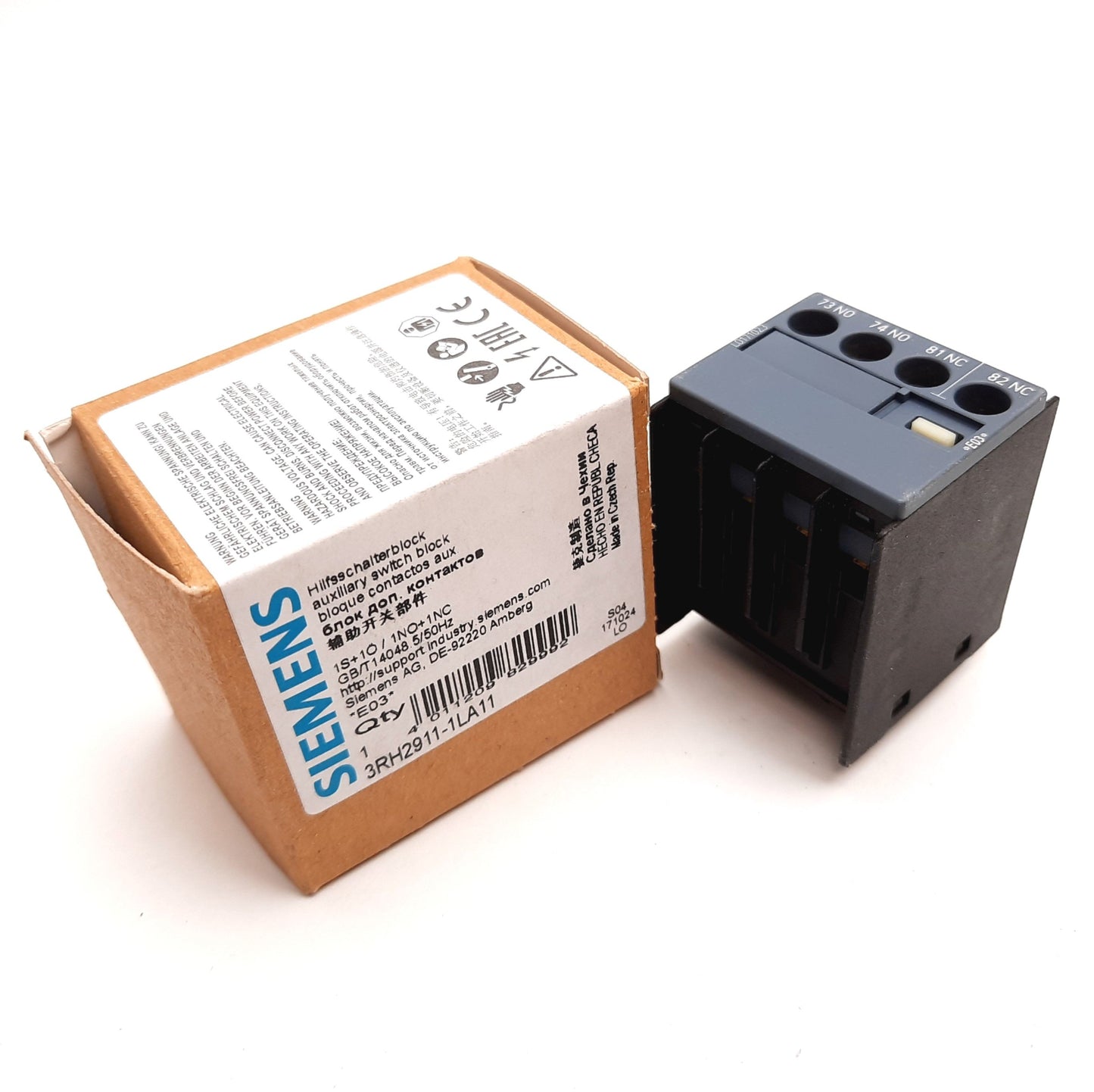 New Siemens 3RH2911-1LA11 Auxiliary Contact Block, 1x N/O 1x N/C, Rating: 10A 240VAC