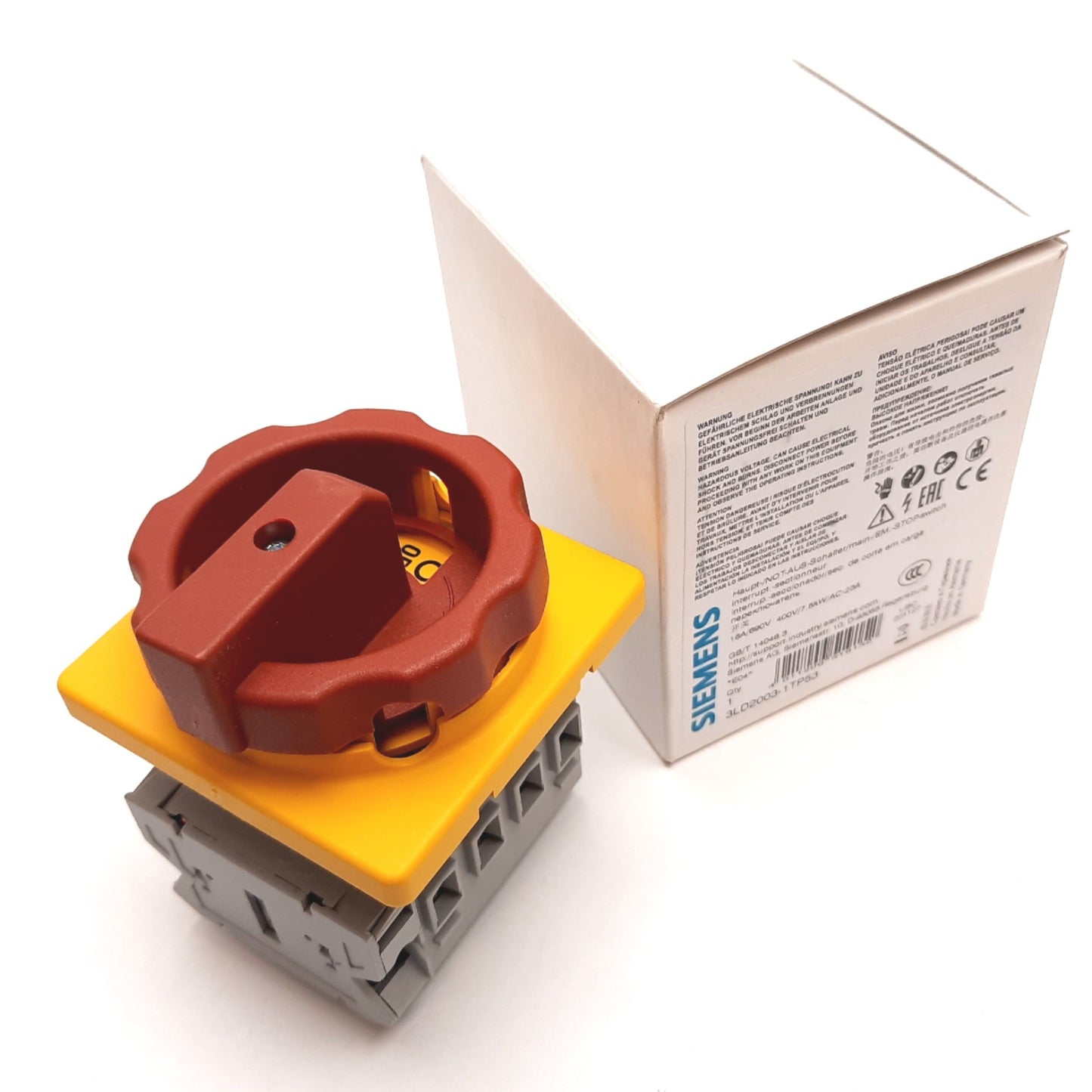 New Siemens 3LD2003-1TP53 Disconnect Switch, 3-Pole With N/O N/C Aux, 16A 690VAC