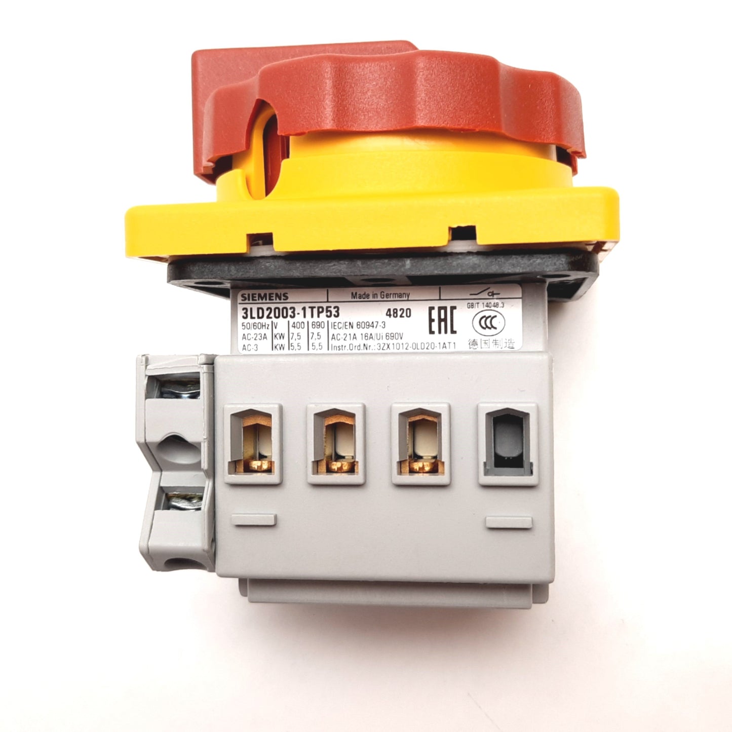 New Siemens 3LD2003-1TP53 Disconnect Switch, 3-Pole With N/O N/C Aux, 16A 690VAC