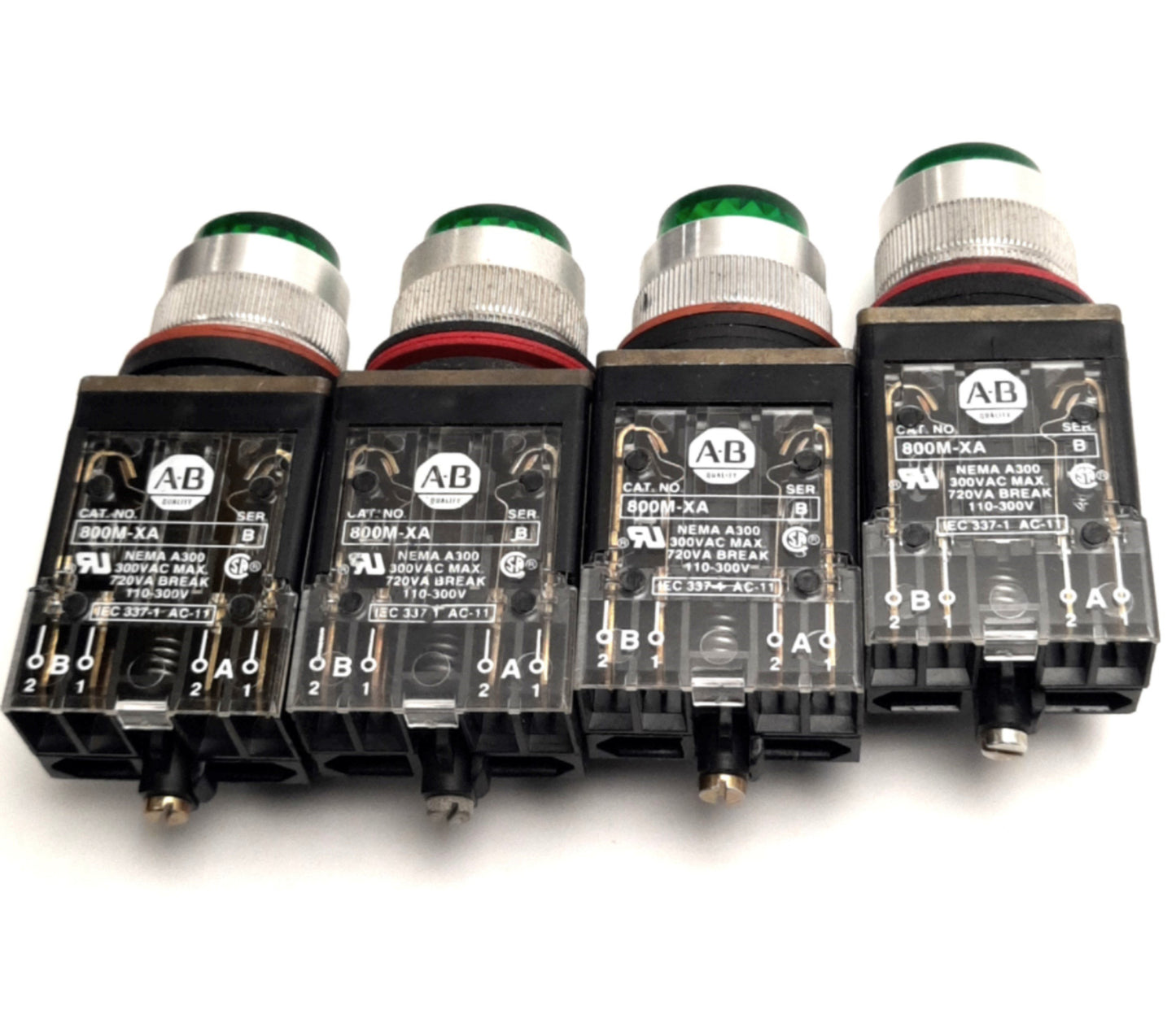 Used Lot of 4 Allen Bradley 800MR-QAL24 / 800MR-QB24 / 800MR-QA24 (x2) Push-Buttons