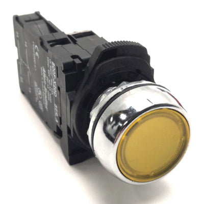 Used Allen Bradley 800FM-LF5 Illuminated Pushbutton With 800F-N3Y Light Block, Yellow