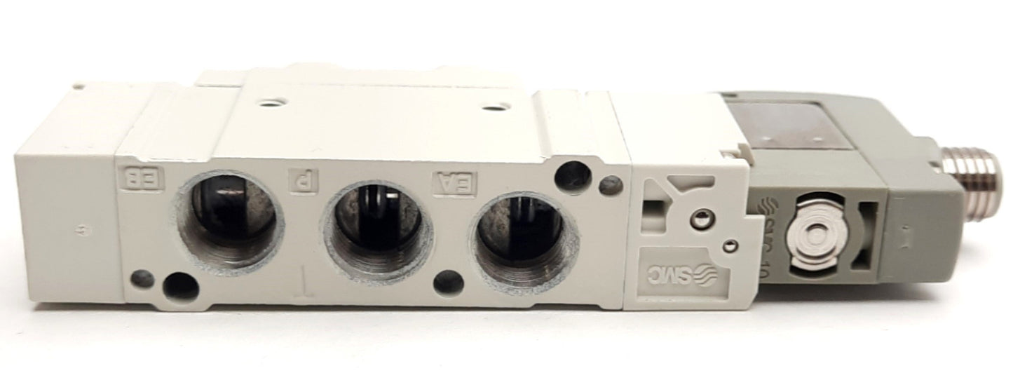 Used SMC SY5120-5WOZ-01T Solenoid Valve, 5-Port, 2-Pos. 24VDC Coil, 1/8" NPT M8 3-Pin
