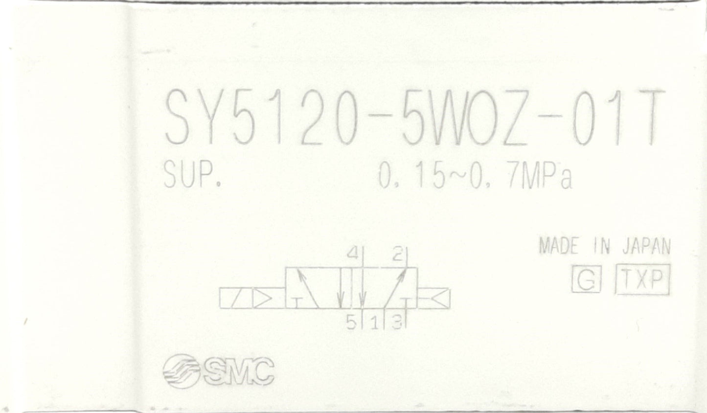 Used SMC SY5120-5WOZ-01T Solenoid Valve, 5-Port, 2-Pos. 24VDC Coil, 1/8" NPT M8 3-Pin