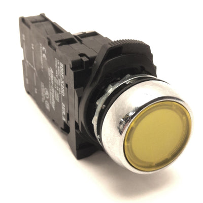 Used Allen Bradley 800FM-LF5 Illuminated Pushbutton With 800F-N3R Light Block, Yellow