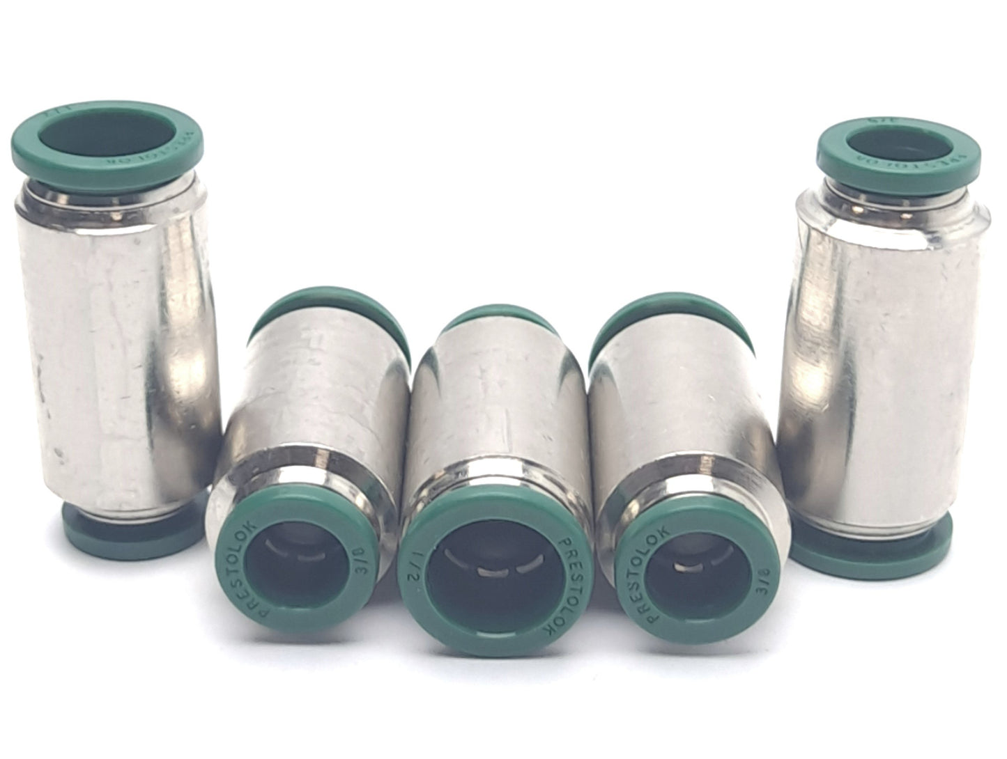Used Lot of 5 Nycoil H9786 Nickle Plated Push-to-Connect Union Reducer 1/2" x 1/8" OD