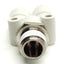 New – Open box Lot of 5 SMC KQ2U11-35NS Y-Branch P2C Fitting, 1/4 NPT to 2x 3/8" Tube, 1.0MPa