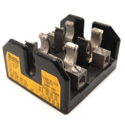 Used Bussmann T60060-2CR Open Fuse Block 600V, 60A, 2 Poles, For Class T Fuses