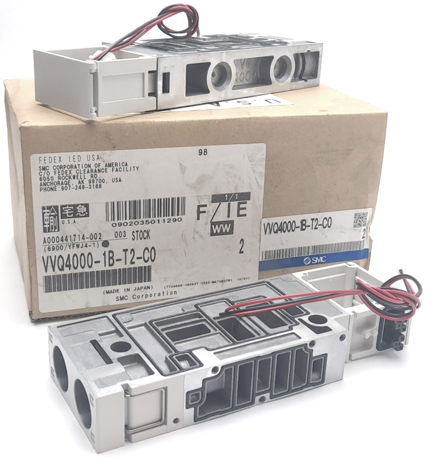 New Lot of 2 SMC VVQ4000-1B-T2-C0 Manifold Block For use with VQ4000-1B Series