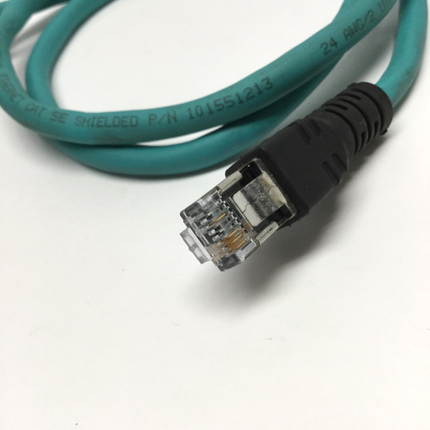 Used Turck WSSD RJ45S 443-1M Ethernet Cable Cordset M12 4-pin Right Angle to RJ45, 1m