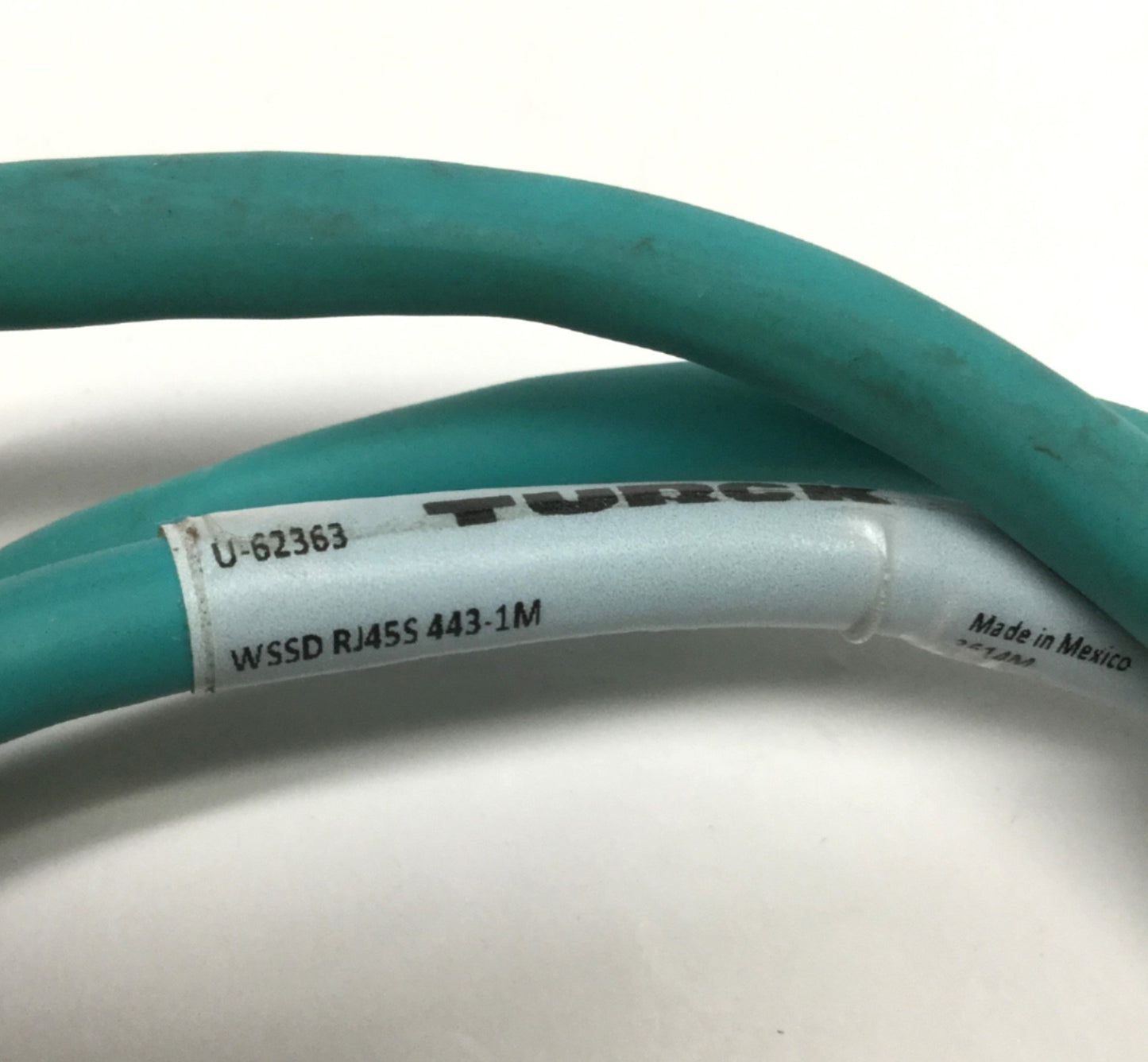 Used Turck WSSD RJ45S 443-1M Ethernet Cable Cordset M12 4-pin Right Angle to RJ45, 1m