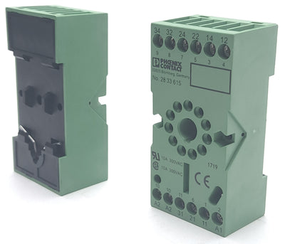 New Lot of 2 Phoenix Contact PR3-BSC1/3X21 Relay Base, 400VAC/DC, 10A, DIN Mount