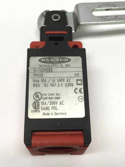 Used Banner SI-LS31HGRD Hinge Safety Limit Switch 1NC-1NO, 180° Lever Actuator, 10A
