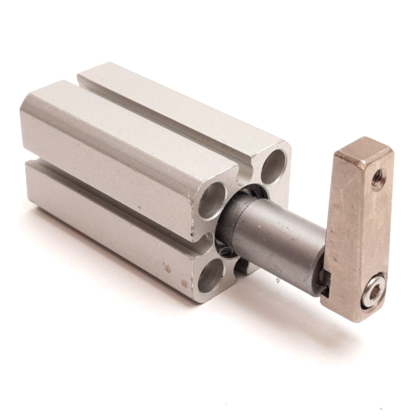 Used SMC MKB12-10LN Rotary Clamp Cylinder, Bore: 12mm, Stroke: 10mm, 1.0MPa, M5x0.8