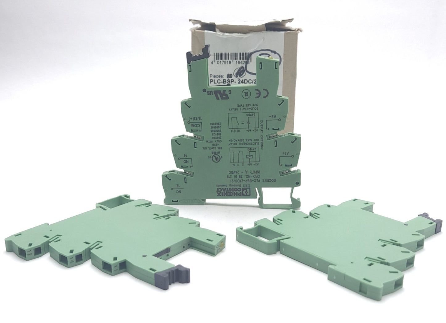 New Lot of 3 Phoenix Contact PLC-BSP-24DC/21 Relay Base, 24V, DIN Rail Mounting