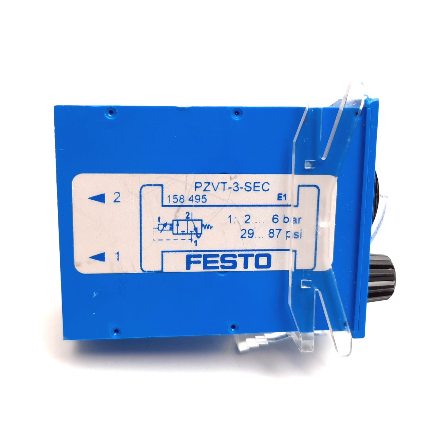 Used Festo PZVT-3-SEC Pneumatic Timer, Delay Range: 0.2-3sec, 2-6 bar, M5x0.8