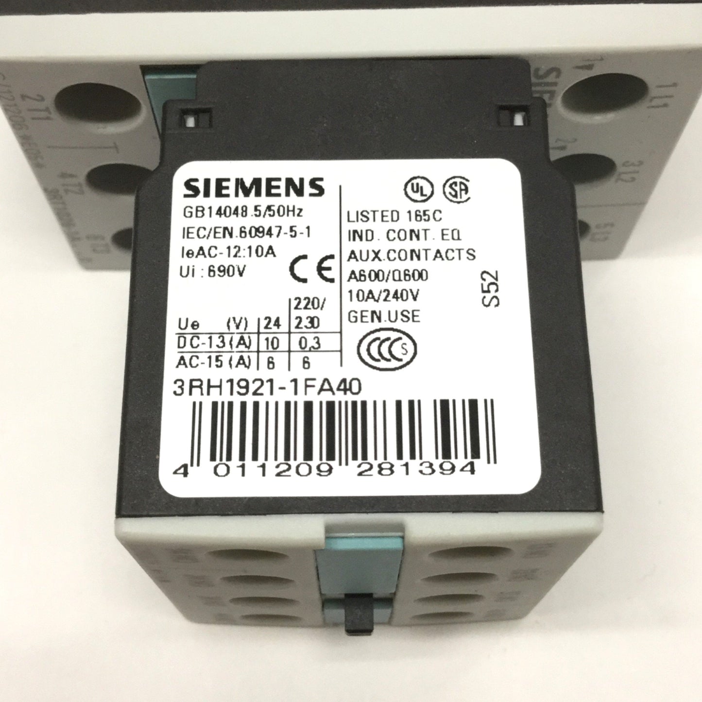 Used Siemens 3RT1026-1AK60 Power Contactor 3-Pole, 110/120VAC Coil, 35A 600VAC w/ Aux