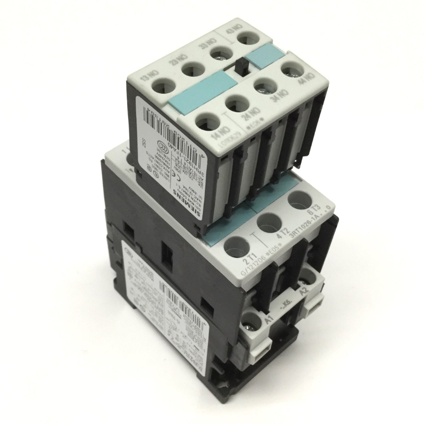 Used Siemens 3RT1026-1AK60 Power Contactor 3-Pole, 110/120VAC Coil, 35A 600VAC w/ Aux