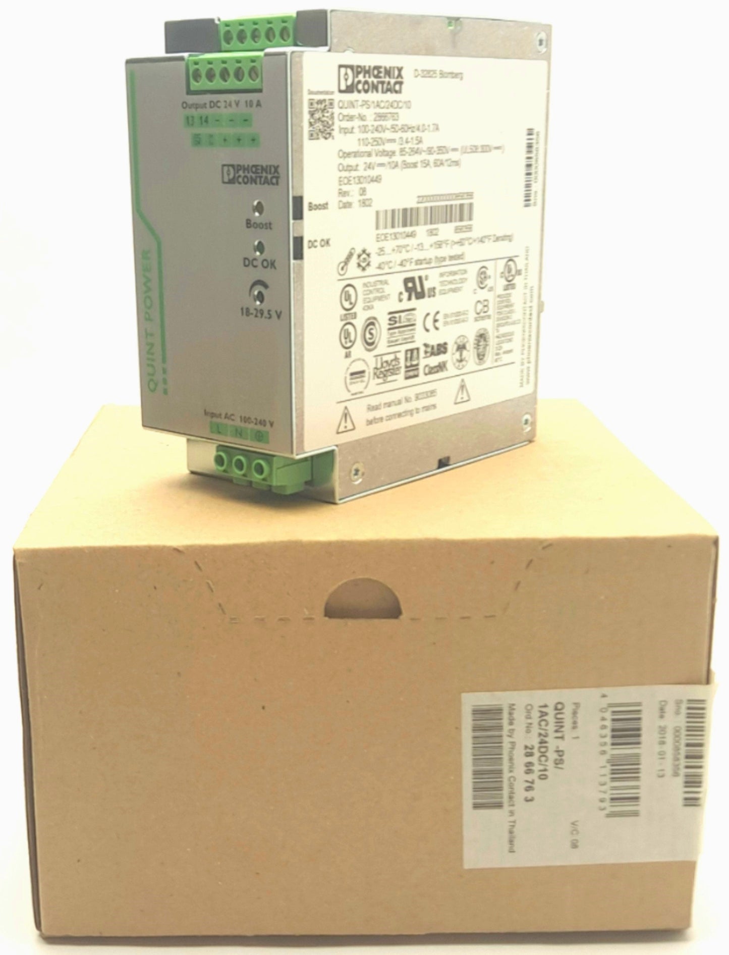 New Phoenix Contact QUINT-PS/1AC/24DC/10 Power Supply 100-240VAC IN, 24VDC 10A OUT