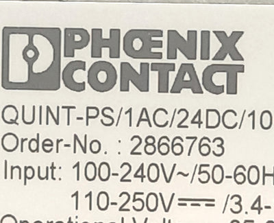 New Phoenix Contact QUINT-PS/1AC/24DC/10 Power Supply 100-240VAC IN, 24VDC 10A OUT