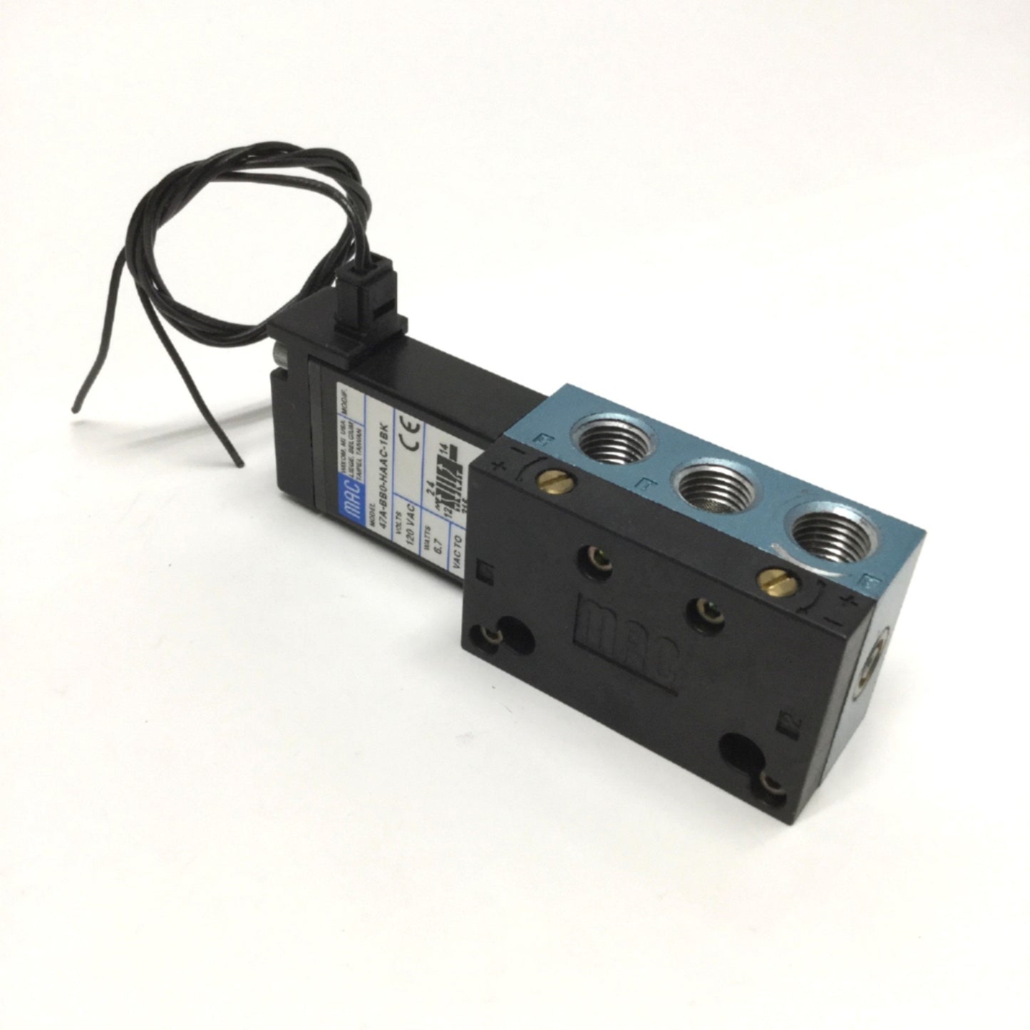 Used MAC 47A-BB0-HAAC-1BK Solenoid Valve 5-Port, 2-Position, 120VAC Coil, 120psi