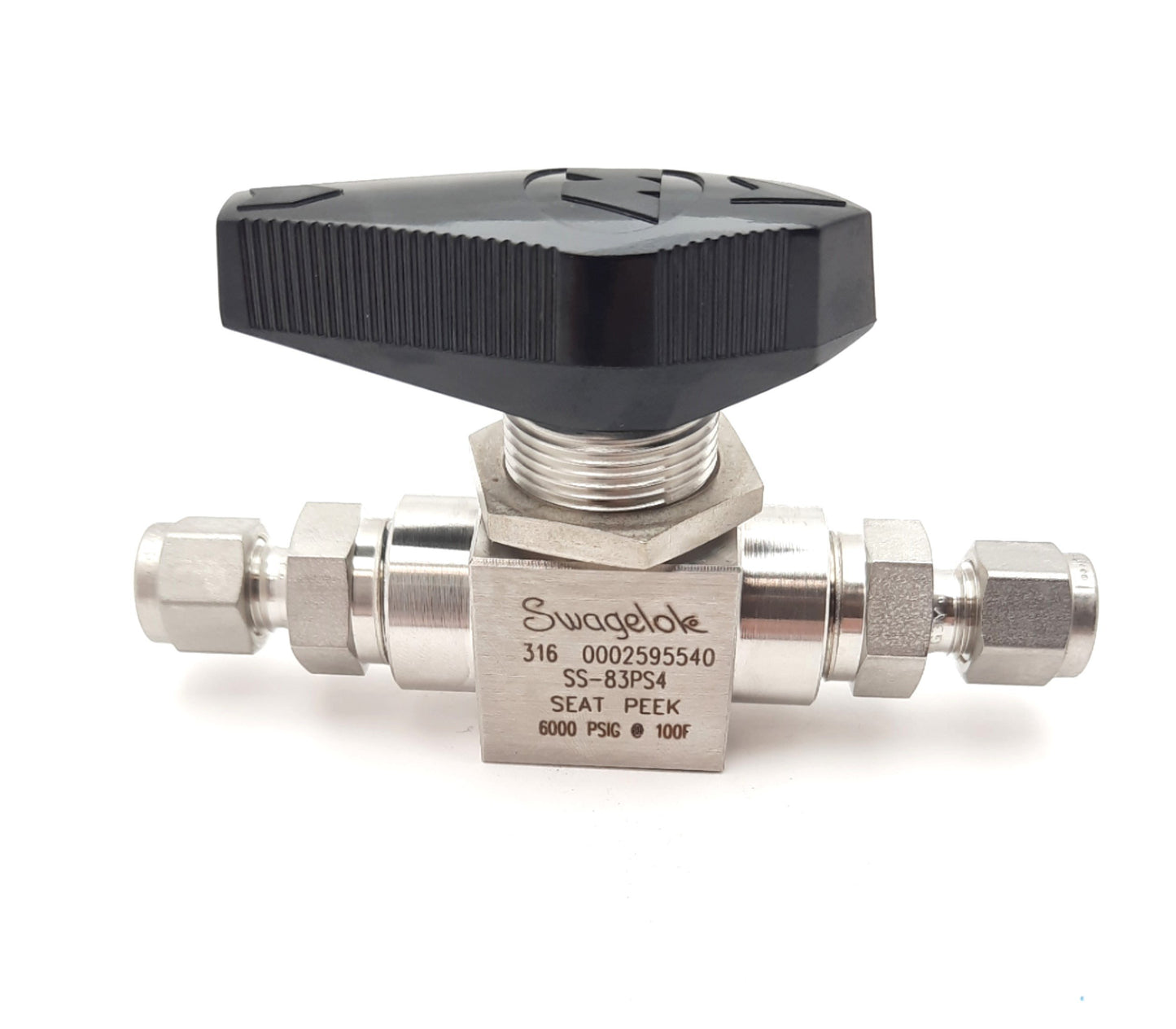 New Swagelok SS-83PS4 Stainless Steal High Pressure Ball Valve Peek Seats 1/4"
