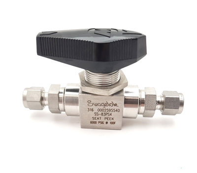 New Swagelok SS-83PS4 Stainless Steal High Pressure Ball Valve Peek Seats 1/4"