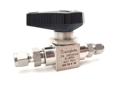 New Swagelok SS-83PS4 Stainless Steal High Pressure Ball Valve Peek Seats 1/4"