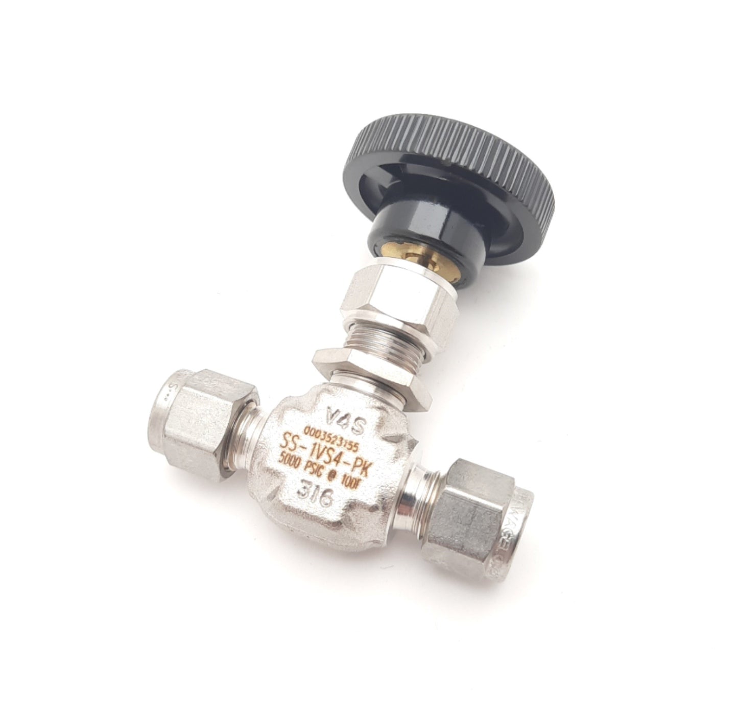 New Swagelok SS-1VS4-PK Integral Bonnet Needle Valve 5000PSI 0.37Cv 1/4" OD