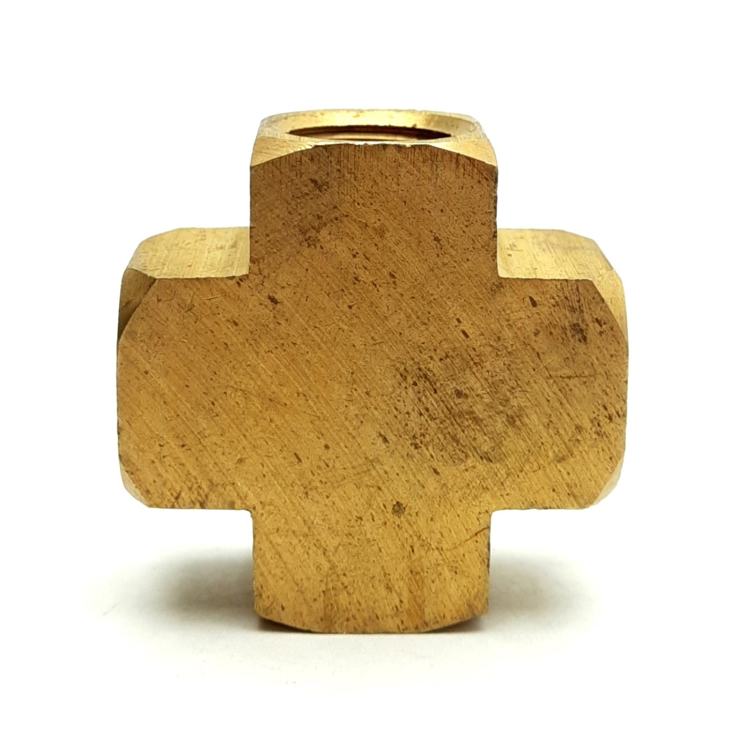 Used Lot of 7 Milton S-656-1 Brass Cross Fitting, 4x 3/8"NPT, 1 3/4 x 1 3/4 x 13/16"