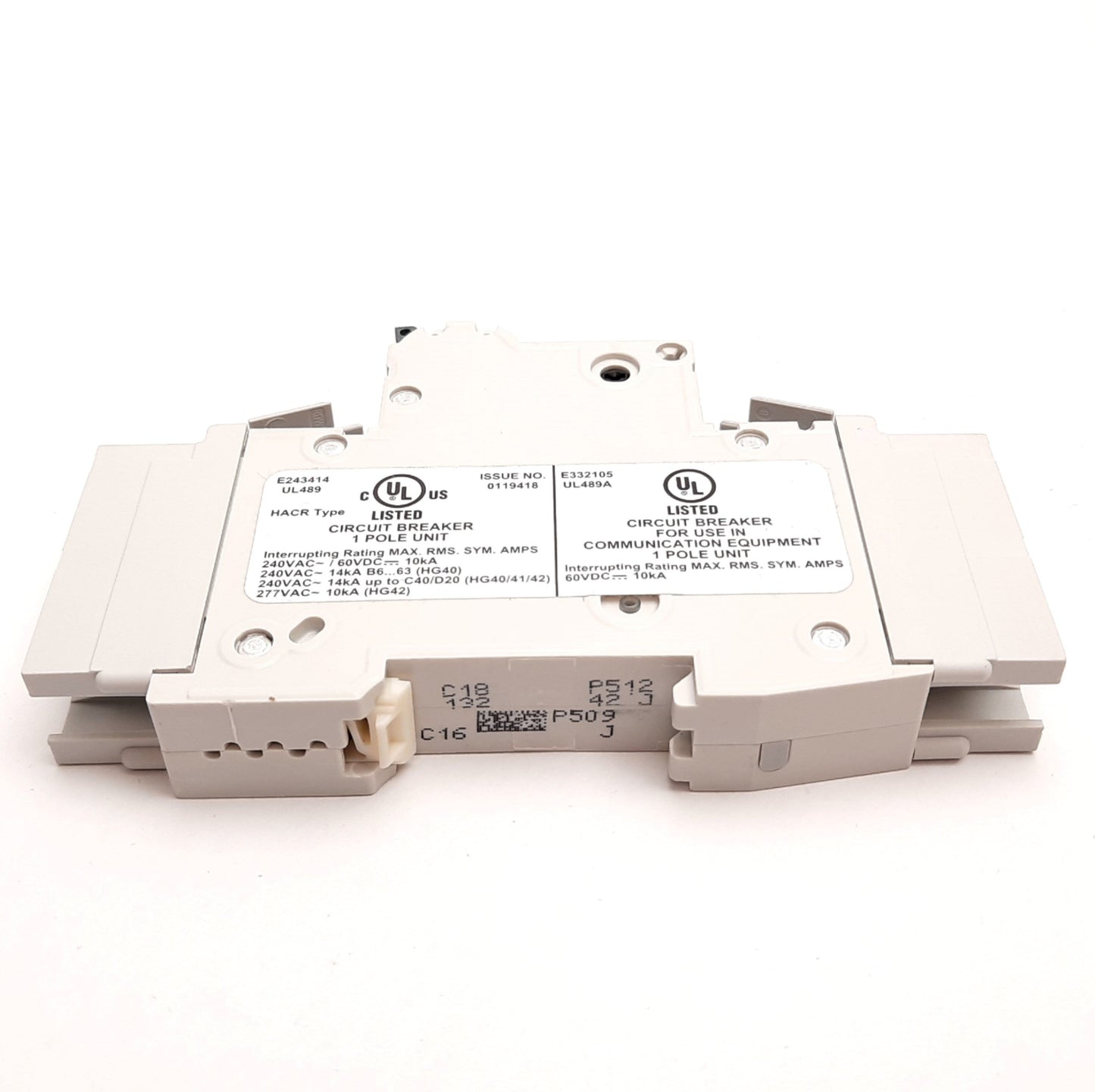 New Siemens 5SJ4118-7HG42 Circuit Breaker, 1-Pole, C-Curve, Rating: 15A 277VAC