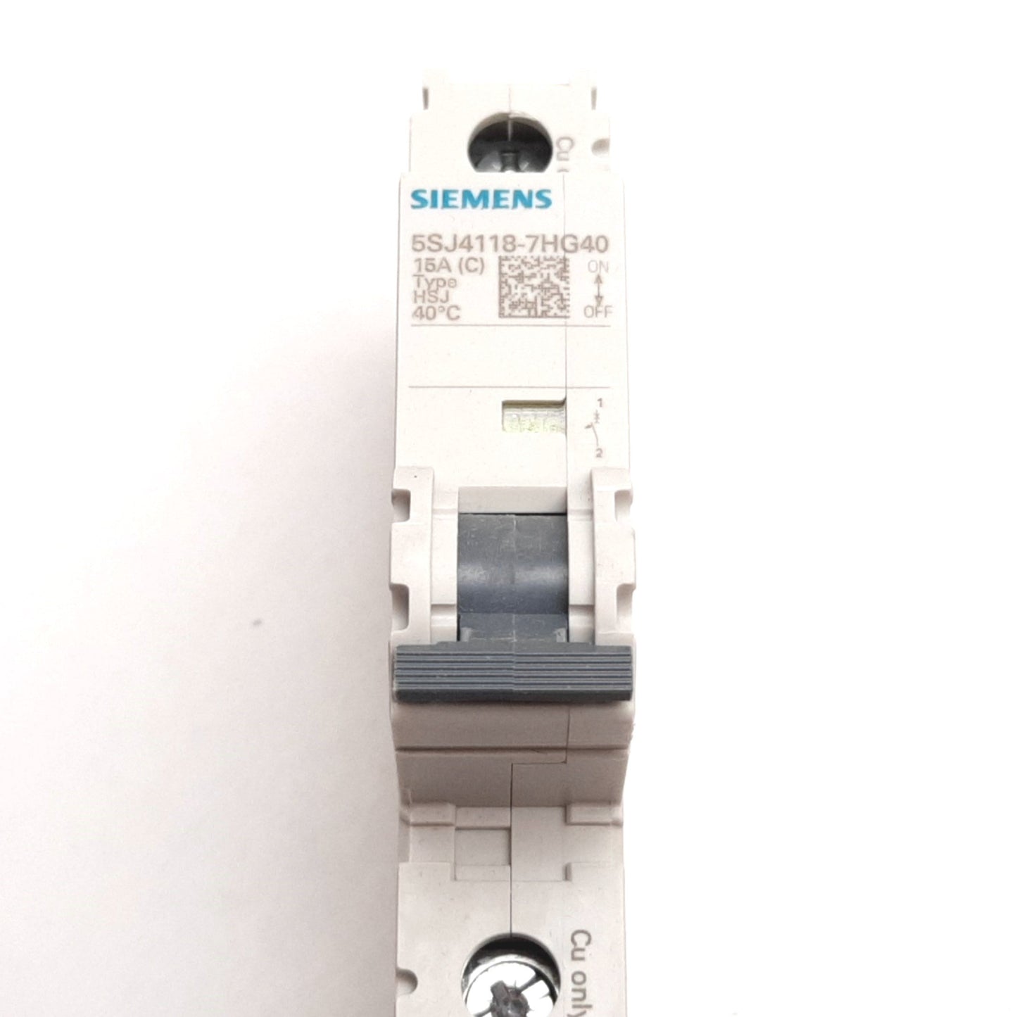 New Siemens 5SJ4118-7HG40 Circuit Breaker, 1-Pole, C-Curve, Rating: 15A 60VDC 240VAC