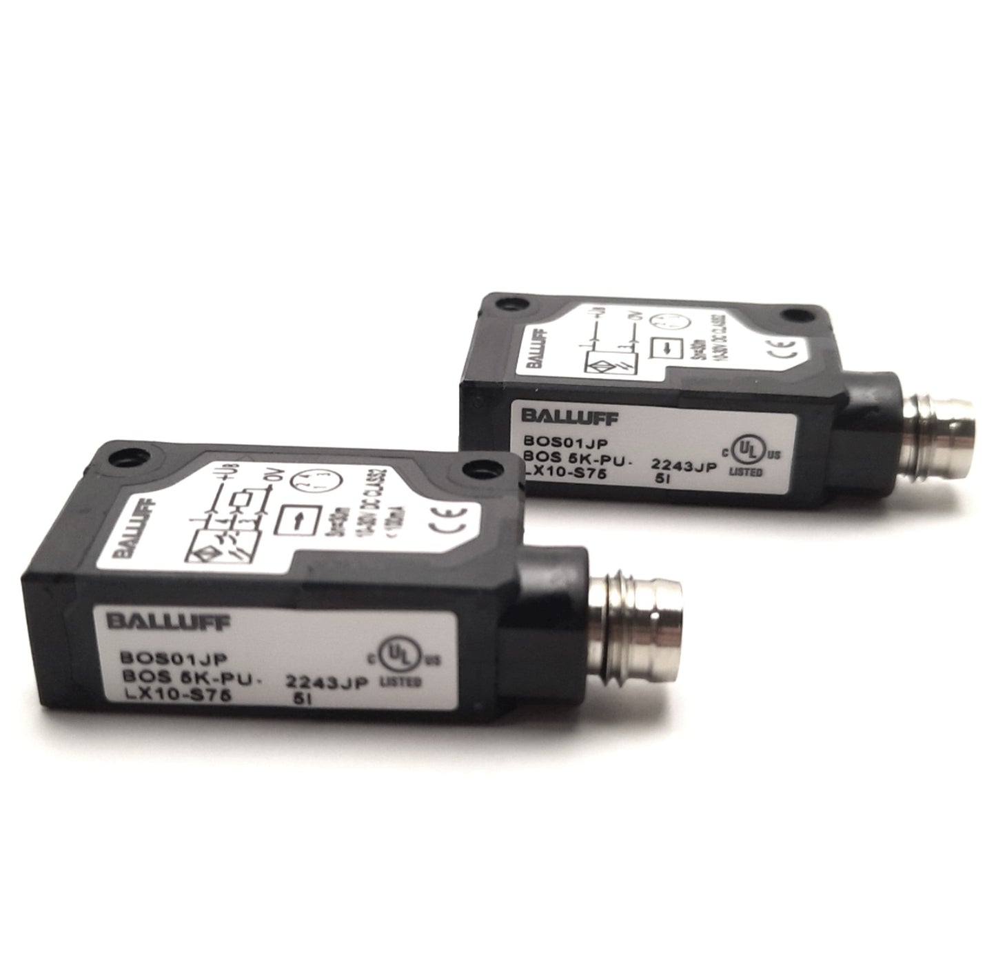 New Balluff BOS 5K-PU-LX10-S75 Photoelectric Sensor Set 24v DC, 30m Range, PNP NO/NC