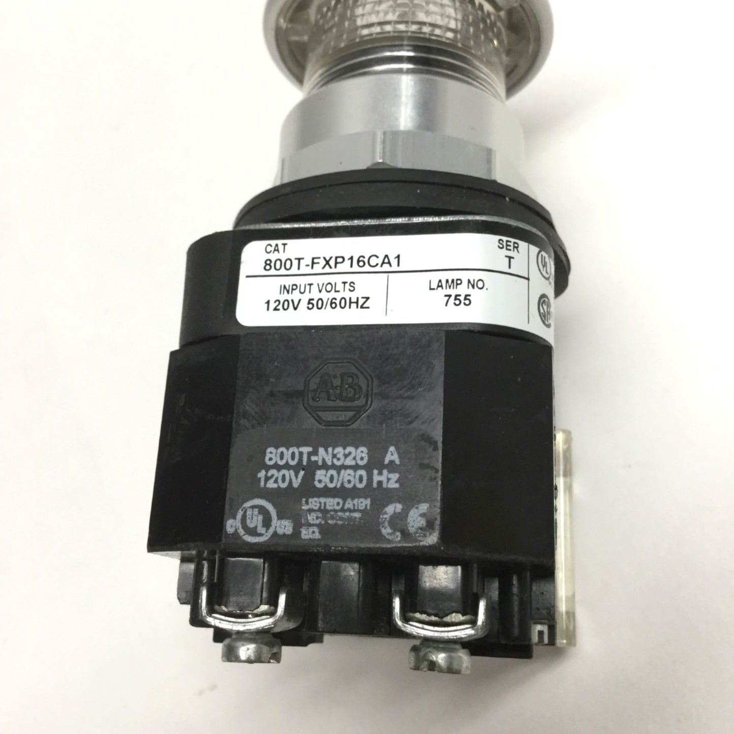 Used Allen Bradley 800T-FXP16CA1 Illuminated Switch, Push-Pull Button, 1NO-1NC 120VAC