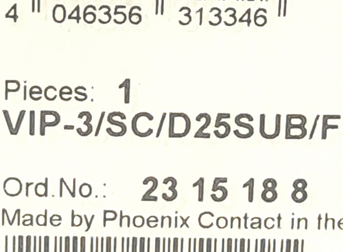 New Phoenix Contact VIP-3/SC/D25SUB/F 2315188 Interface Module Breakout 25-Pin, 2A