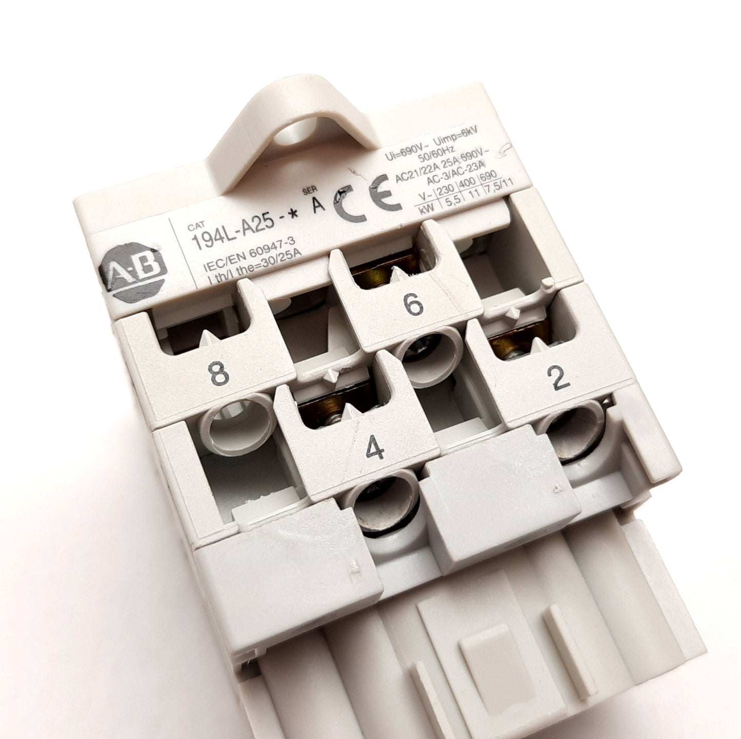 Used Allen Bradley 194L-A25-1753 Disconnect Load Switch, 3-Pole, Rating: 25A 690VAC