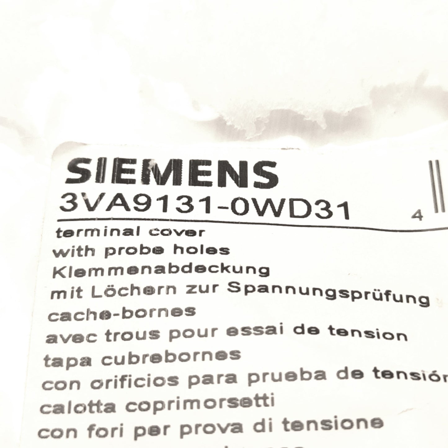 New Siemens 3VA9131-0WD31 Terminal Cover, Three Pole, W/ Probe Hole, 76.2x45x26.8mm