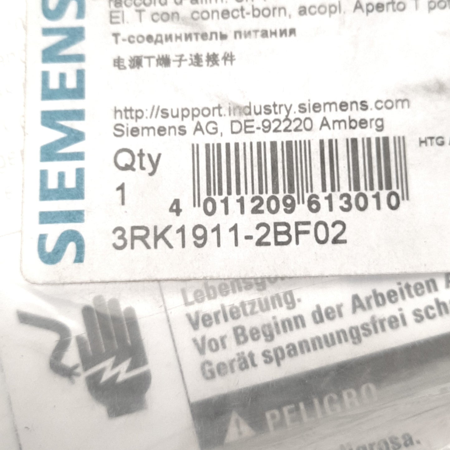 New – Open box Siemens 3RK1911-2BF02 Energie-T Klemmverbinder Power Tee Connector 5x6mm²