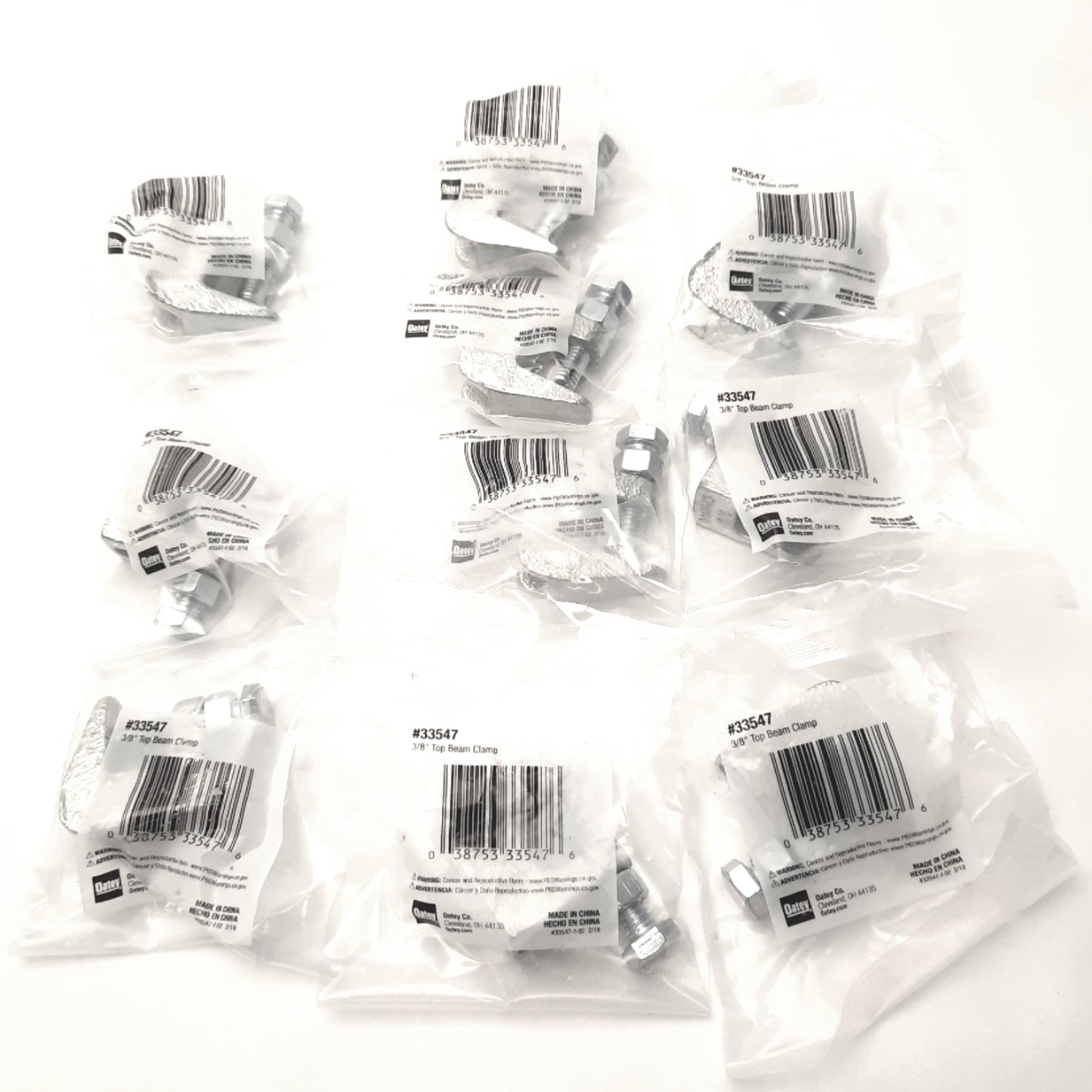 New Lot of 10 Oatey #33547 Top Beam Pipe Clamp 3/8 Inch, 2.20" x 1.77" x 0.82"